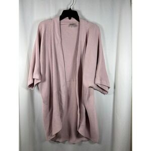 Chicos Ribbed Open Front Cardigan Mauve Pink Cotton Coolmax Size 3 - XL Womens